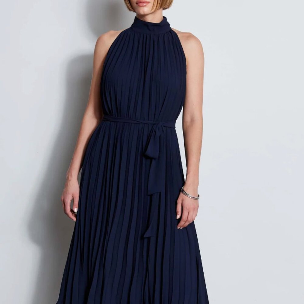 NWT Tahari ASL halter dress, a-line, mid-length, Navy, size 10